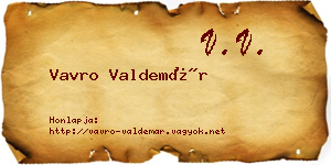 Vavro Valdemár névjegykártya